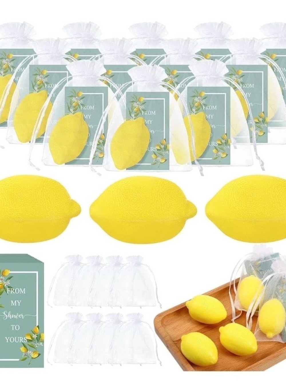 Lemon Party Favors in Yellow Floral NWT 18ct